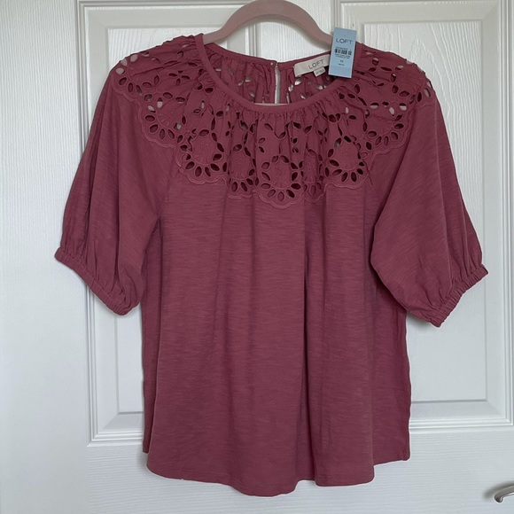 LOFT Tops - 🌟HP🌟 Loft Pink Peasant Blouse